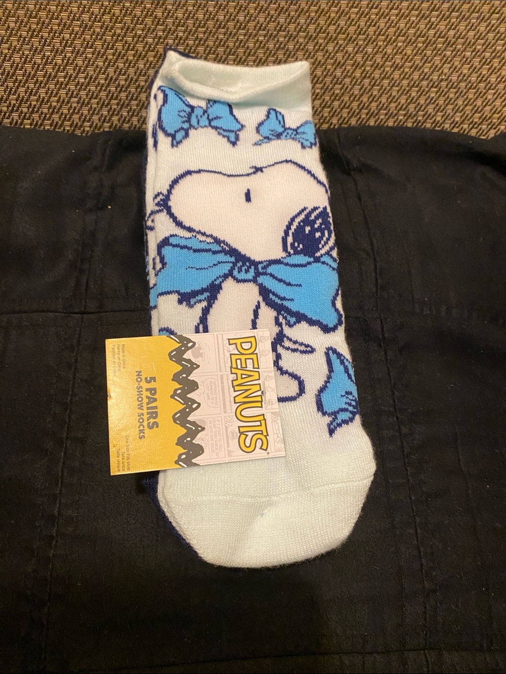 Peanuts Snoopy 5PK Light Blue No-Show Socks (B)